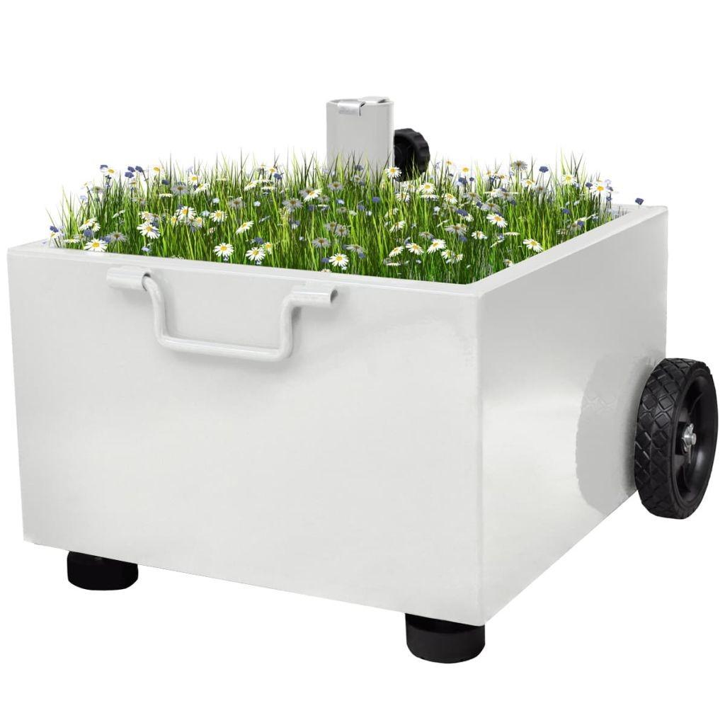 Parasolholder med plantekasse hvid