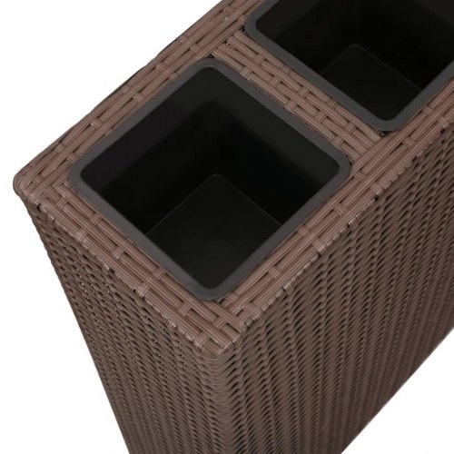 Plantekasse med 4 krukker polyrattan brun