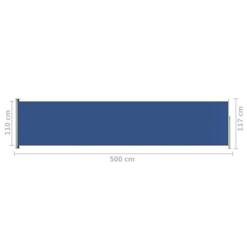 Sammenrullelig sidemarkise til terrassen 117x500 cm blå