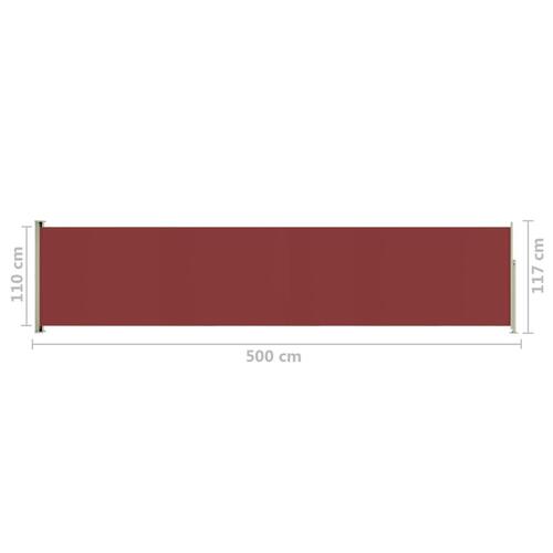Sammenrullelig sidemarkise til terrassen 117x500 cm rød