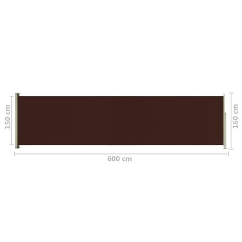Sammenrullelig sidemarkise til terrassen 160 x 600 cm brun