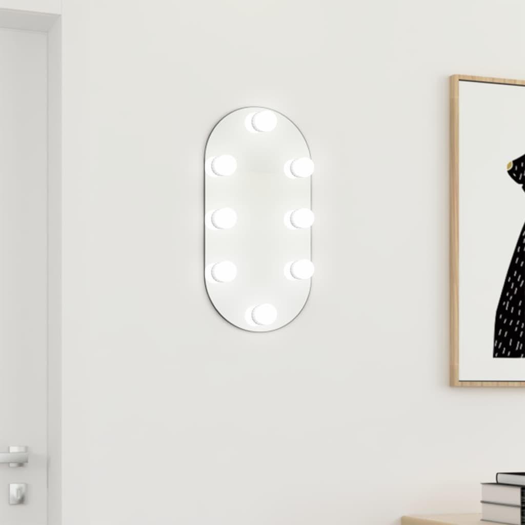Spejl med LED-lamper 40x20 cm oval glas