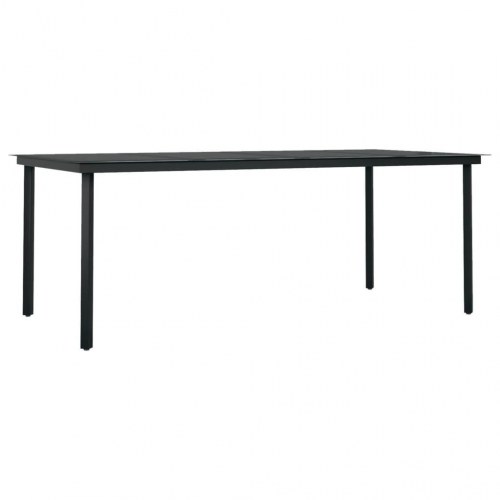 Spisebordssæt til haven 9 dele - sort glasbord og polyrattan stole