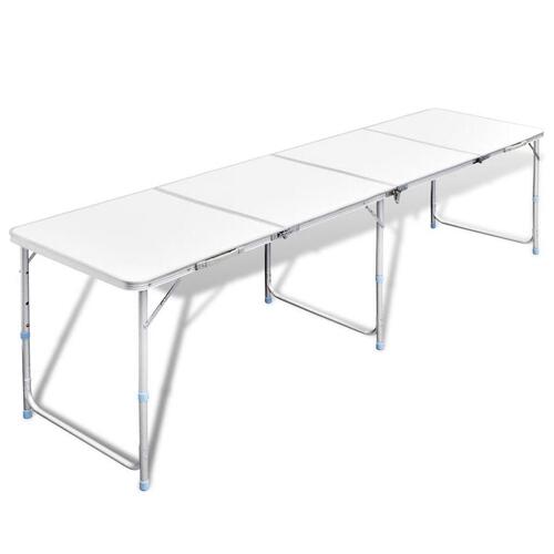 Sammenklappeligt campingbord justérbart aluminium 240 x 60 cm