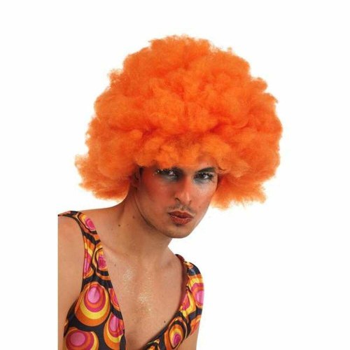 Paryk - krøllet afro, orange - Multifarvet festparyk