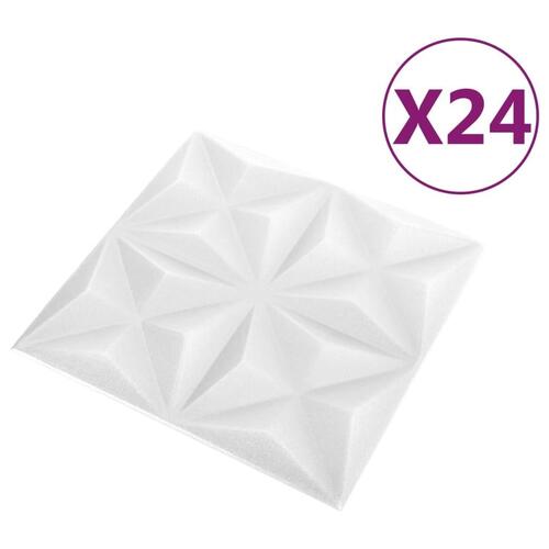 3D-vægpaneler 24 stk. 50x50 cm 6 m² origami hvid