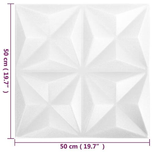 3D-vægpaneler 24 stk. 50x50 cm 6 m² origamihvid