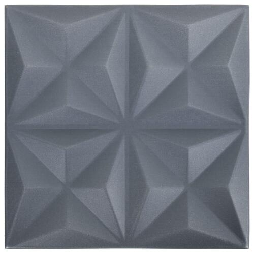 3D-vægpaneler 24 stk. 50x50 cm 6 m² origamigrå