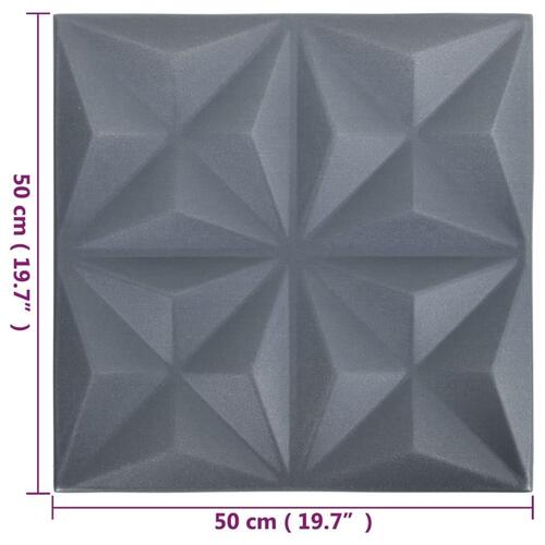 3D-vægpaneler 48 stk. 50x50 cm 12 m² origamigrå