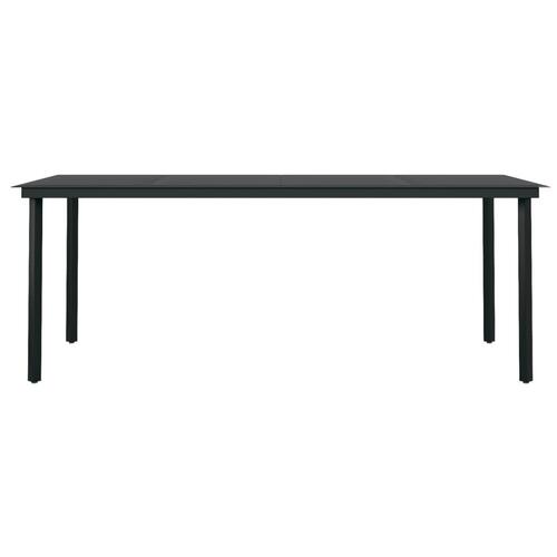 Havebord 200x100x74 cm stål og glas sort