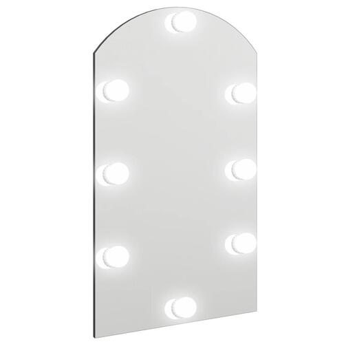 Spejl med LED-lamper 70x40 cm buet glas