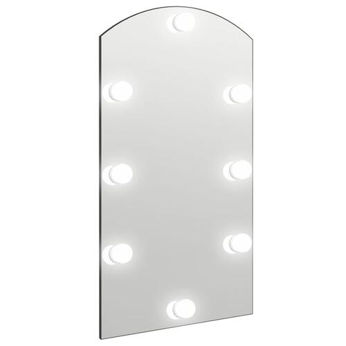 Spejl med LED-lamper 90x45 cm buet glas