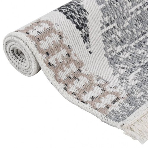 Gulvtæppe 120x180 cm bomuld sort og grå