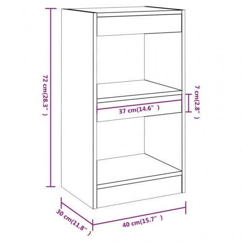 Bogreol/rumdeler 40×30×72 cm - sort reol med 3 åbne hylder