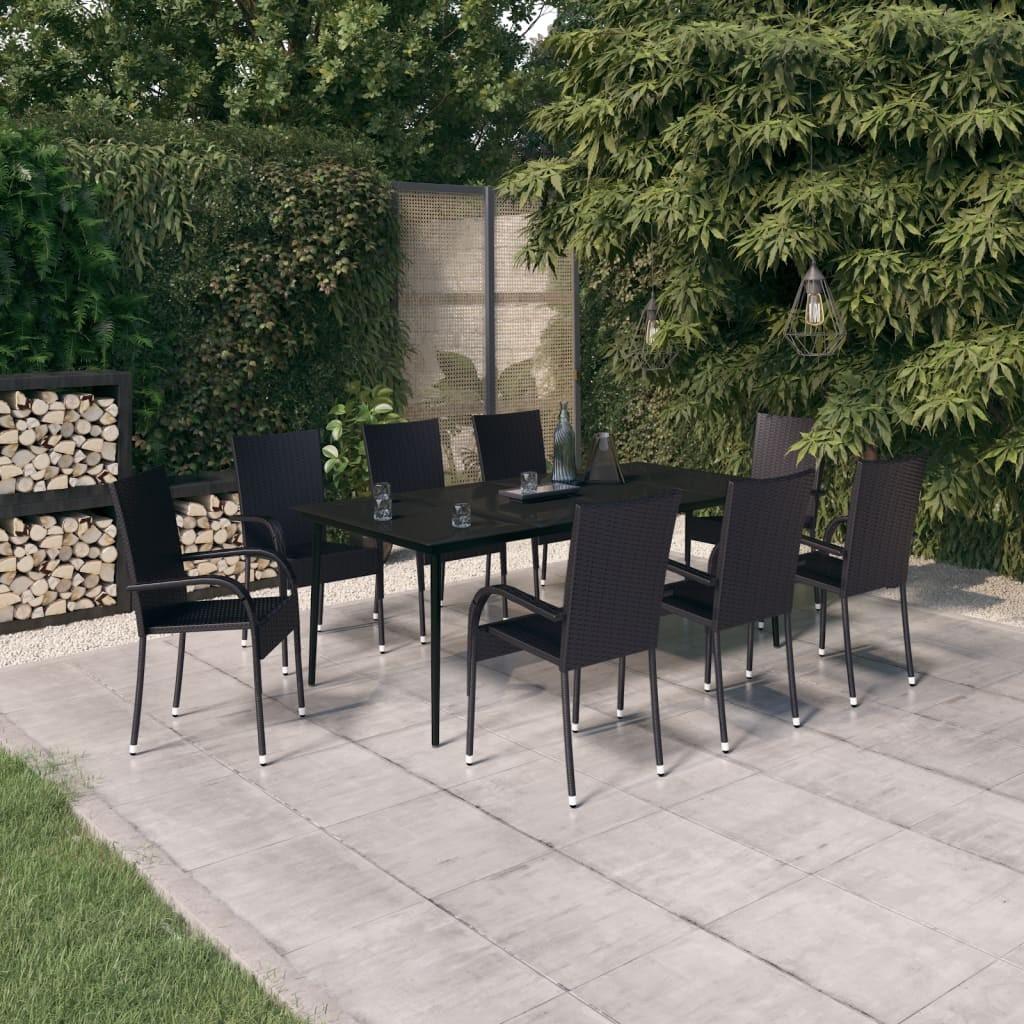 Spisebordssæt Til Haven - Sort / 200 cm bordlængde / 8