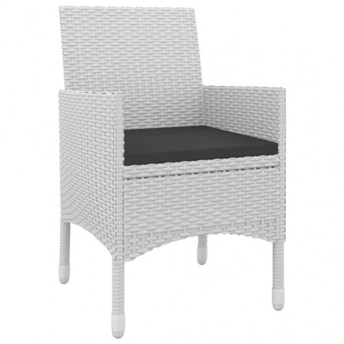 Spisebordssæt til haven 9 dele med hynder, polyrattan og glas - hvid/sort