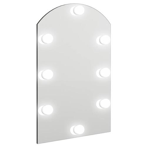 Spejl med LED-lamper 60x40 cm buet glas