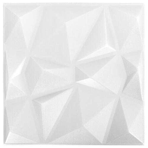 3D-vægpaneler 12 stk. 50x50 cm 3 m² diamanthvid