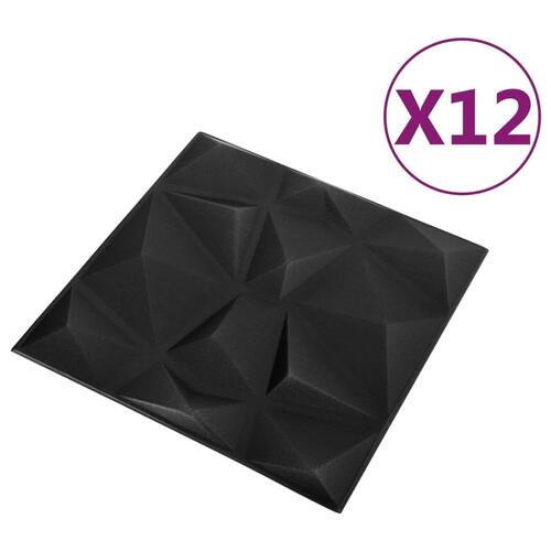 3D-vægpaneler 12 stk. 50x50 cm 3 m² diamantsort
