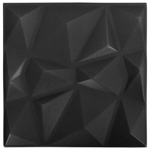 3D-vægpaneler 12 stk. 50x50 cm 3 m² diamantsort