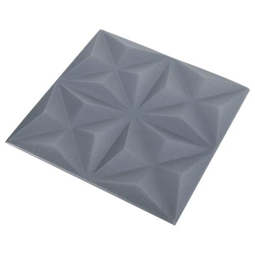3D-vægpaneler 12 stk. 50x50 cm 3 m² origamigrå