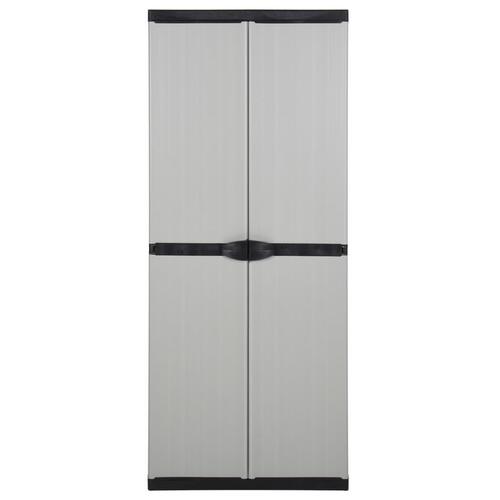 Opbevaringsskab til haven 68x40x168 cm 3 hylder grå og sort