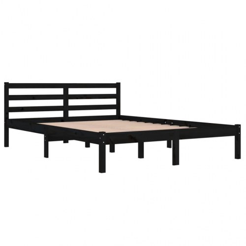 Sengeramme 140x200 cm massivt fyrretræ sort