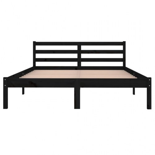 Sengeramme 140x200 cm massivt fyrretræ sort