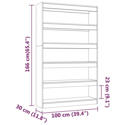 Bogreol/rumdeler 100x30x166 cm brun egetræ
