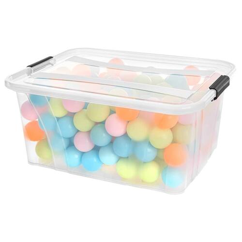 Opbevaringskasser med låg 2 stk. 32 l transparent