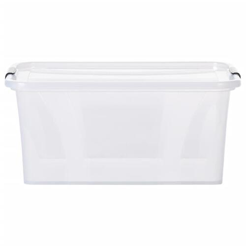 Opbevaringskasser med låg 2 stk. 32 l transparent