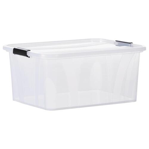 Opbevaringskasser med låg 2 stk. 32 l transparent