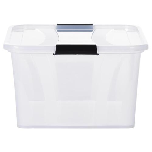Opbevaringskasser med låg 2 stk. 32 l transparent
