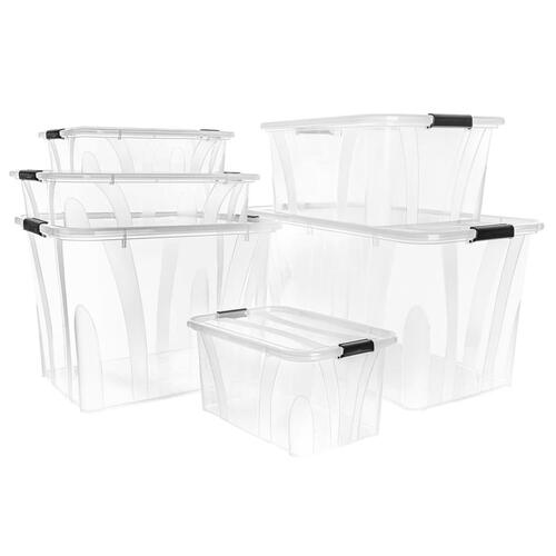 Opbevaringskasser med låg 2 stk. 32 l transparent