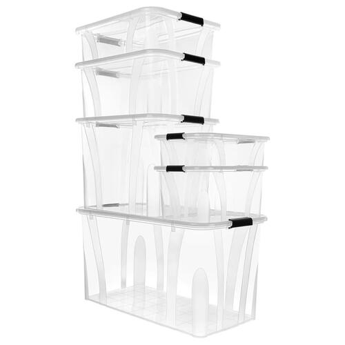 Opbevaringskasser med låg 2 stk. 32 l transparent