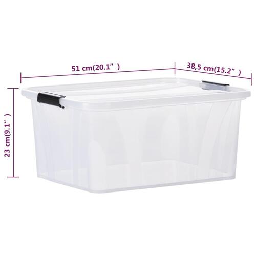 Opbevaringskasser med låg 2 stk. 32 l transparent
