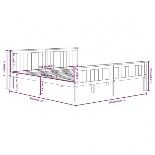 Sengeramme 200x200 cm massivt fyrretræ hvid