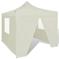 Foldbart telt cremefarvet 3 x 3 m med 4 vægge