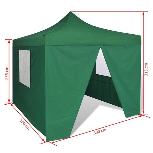 Sammenfoldeligt telt med 4 vægge 3 x 3 m grøn