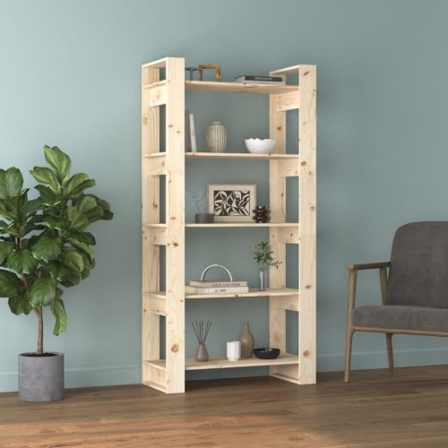 Bogskab/rumdeler 80x35x160 cm massivt træ