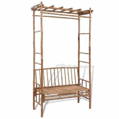 Havebænk med pergola 130 cm bambus