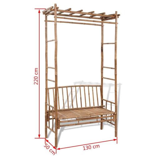 Havebænk med pergola 130 cm bambus