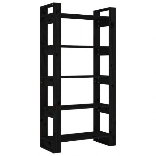 Bogreol/rumdeler 80x35x160 cm massivt fyrretræ sort