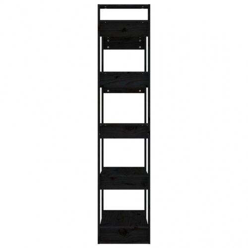 Bogreol/rumdeler 80x35x160 cm massivt fyrretræ sort