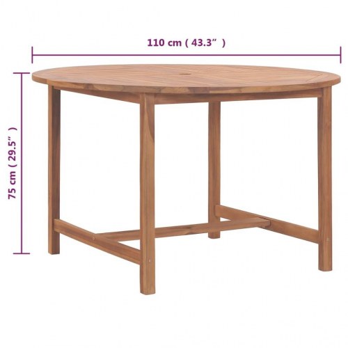 Rundt havebord Ø110 x 75 cm i massivt teaktræ