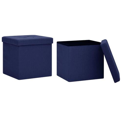 Foldbare opbevaringspuffer 2 stk. kunstlærred blå