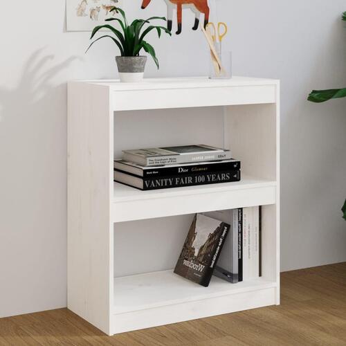 Bogreol/rumdeler 60x30x71,5 cm massivt fyrretræ hvid