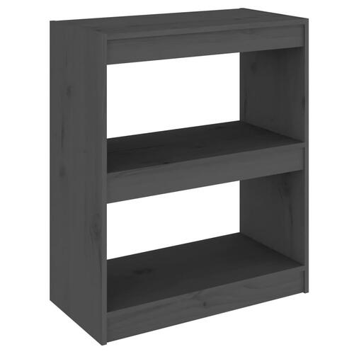 Bogreol/rumdeler 60x30x71,5 cm massivt fyrretræ grå