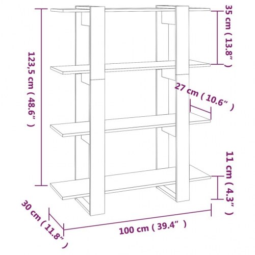 Bogreol/rumdeler 100x30x123,5 cm sonoma-eg