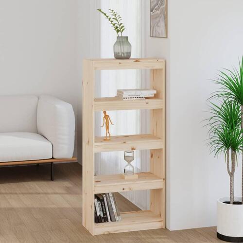 Bogreol/rumdeler 60x30x135,5 cm massivt fyrretræ